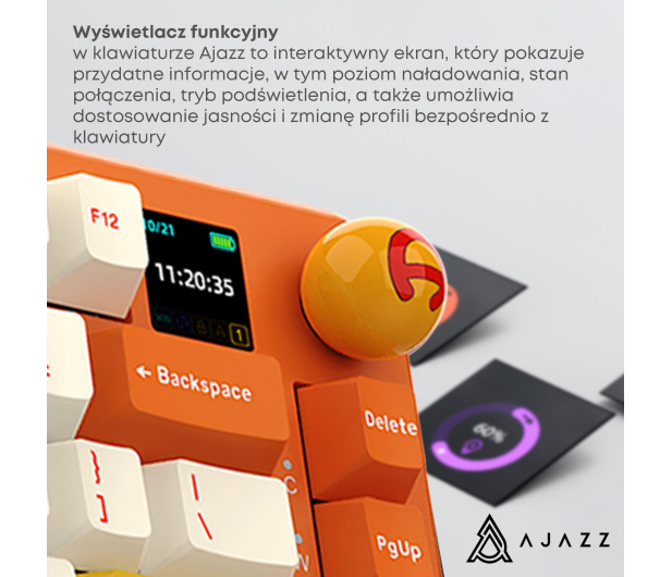 Ajazz AK820 MAX PLUS Avocado Switch Orange z ekranem - 1536382 - zdjęcie 10